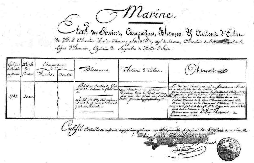 Tom souville marine etat des services