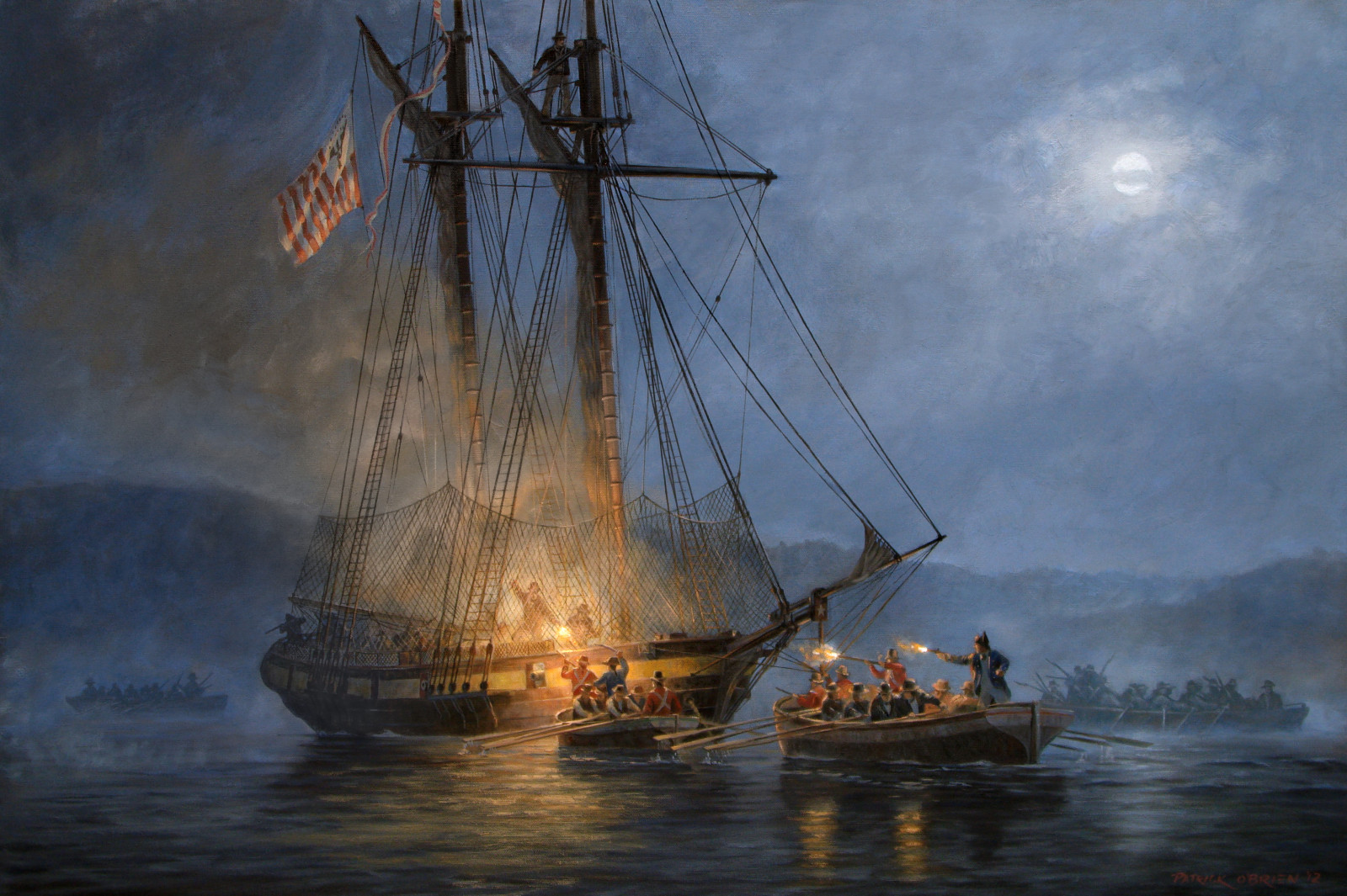 Barque corsaire attaque un navire anglais